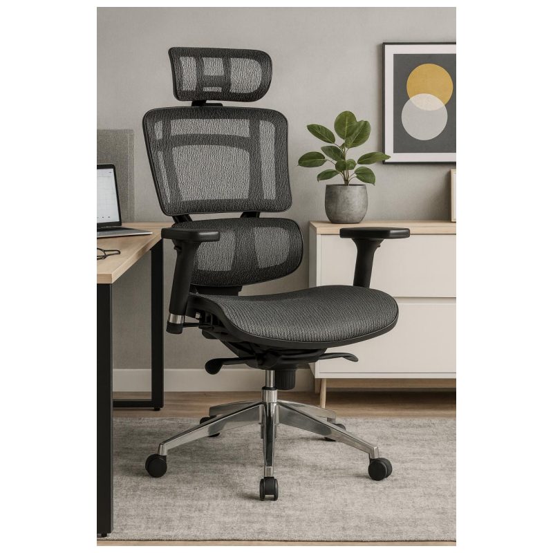 Cadeira de Escritório Presidente TELA DOM – Cor Preta – 32869 RORIZ Móveis para Escritório Cadeira de Tela 9
