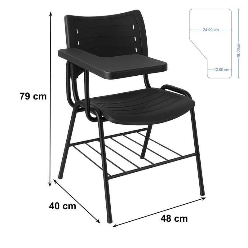 Cadeira Universitária Plástica Prancheta PLÁSTICA – MRPlast Preto – 34130 RORIZ Móveis para Escritório Carteira Escolar 5