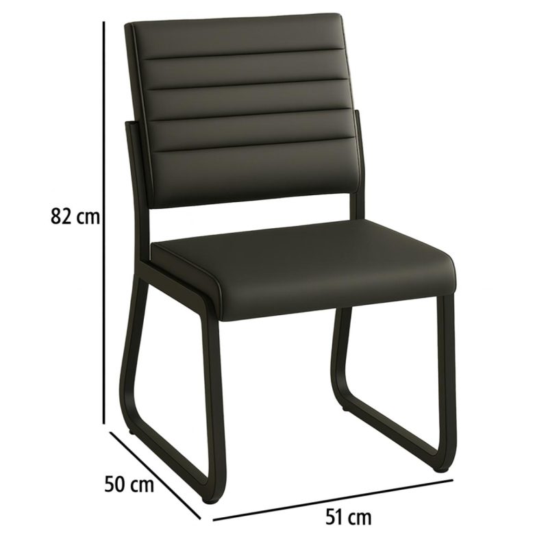 Poltrona para Escritório Estofada – TRIX – Cor Preta – 35119 RORIZ Móveis para Escritório Cadeira Longarina Sofanete 8