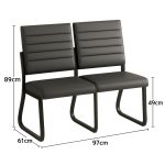 Sofanete para Escritório Estofada com 02 Lugares – TRIX – Pés PRETO – 35120 RORIZ Móveis para Escritório Cadeira Longarina Sofanete 15