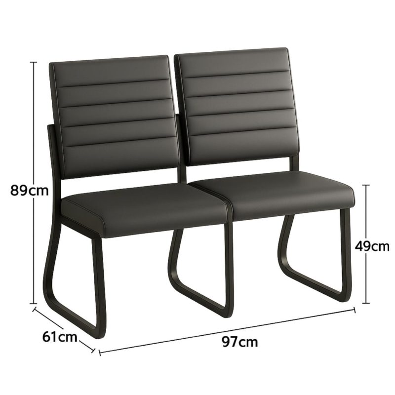 Sofanete para Escritório Estofada com 02 Lugares – TRIX – Pés PRETO – 35120 RORIZ Móveis para Escritório Cadeira Longarina Sofanete 7