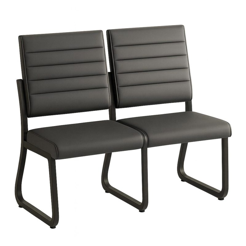 Sofanete para Escritório Estofada com 02 Lugares – TRIX – Pés PRETO – 35120 RORIZ Móveis para Escritório Cadeira Longarina Sofanete 2