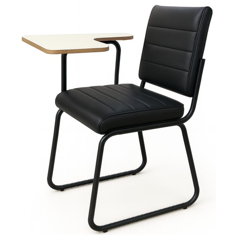 Poltrona Universitária TRIX Estofada com Prancheta Fixa – Corino Preto – 35121 RORIZ Móveis para Escritório Carteira Escolar 3