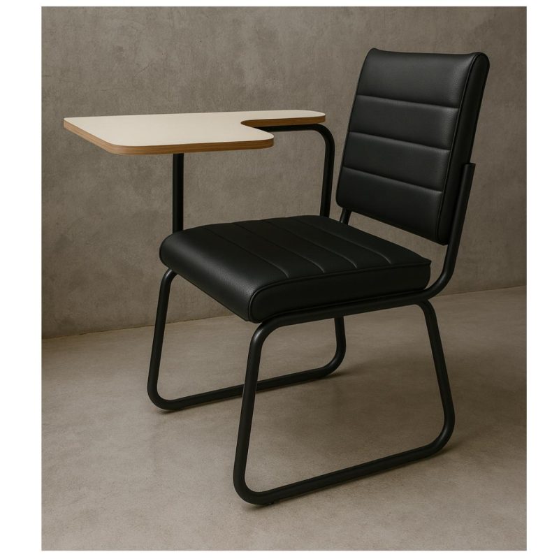 Poltrona Universitária TRIX Estofada com Prancheta Fixa – Corino Preto – 35121 RORIZ Móveis para Escritório Carteira Escolar 8