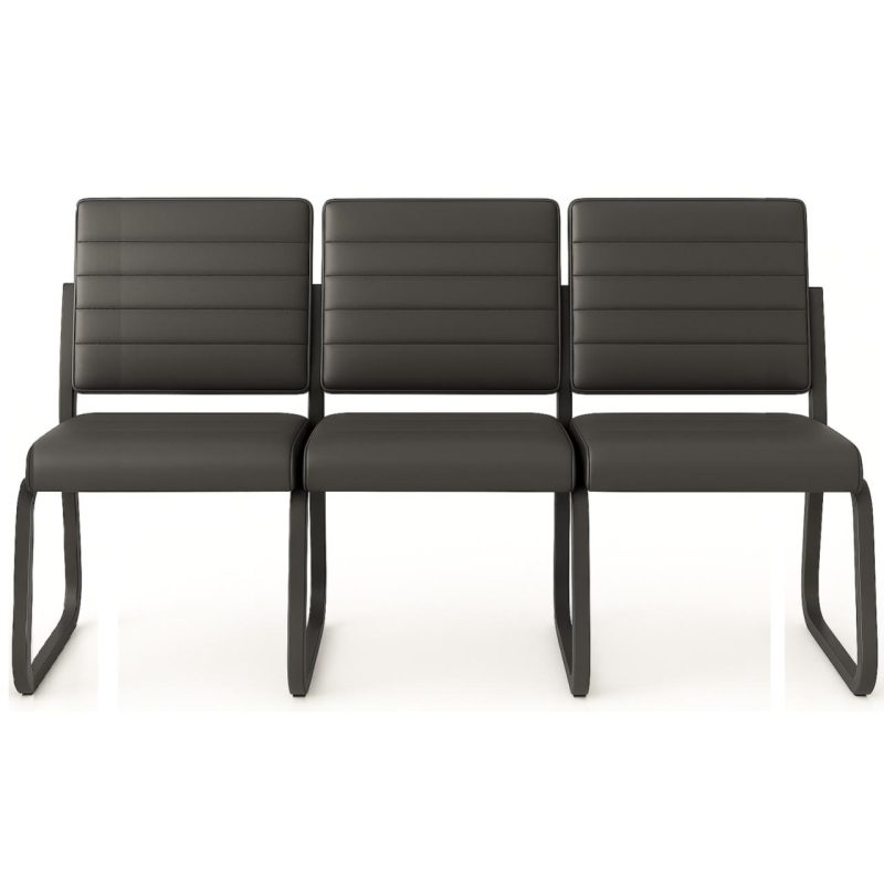 Sofanete para Escritório Estofada com 03 Lugares – TRIX – Pés PRETO – 35123 RORIZ Móveis para Escritório Cadeira Longarina Sofanete 3