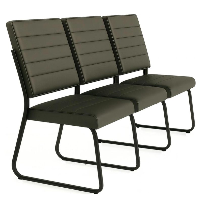 Sofanete para Escritório Estofada com 03 Lugares – TRIX – Pés PRETO – 35123 RORIZ Móveis para Escritório Cadeira Longarina Sofanete 2